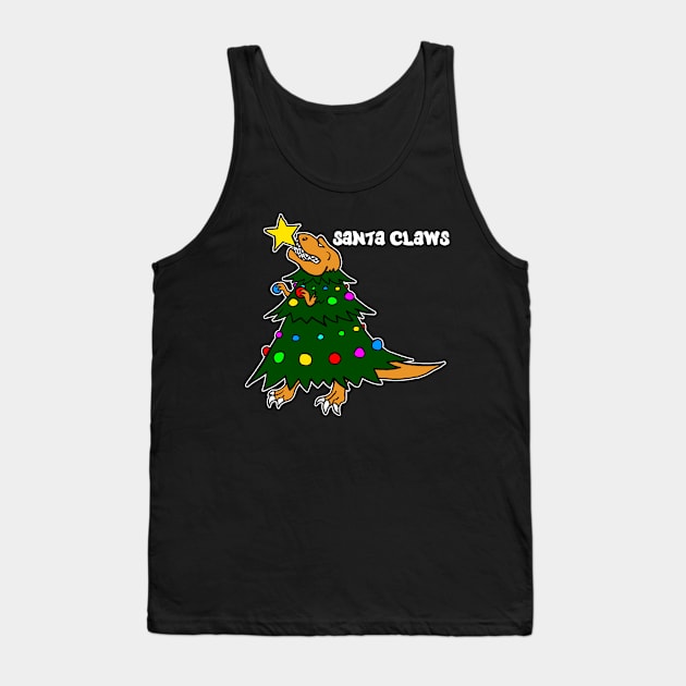 Santa Claws Shirt Funny Dino Christmas Tshirt T Rex Holiday Gift Santa Christmas Party Tee Tank Top by NickDezArts